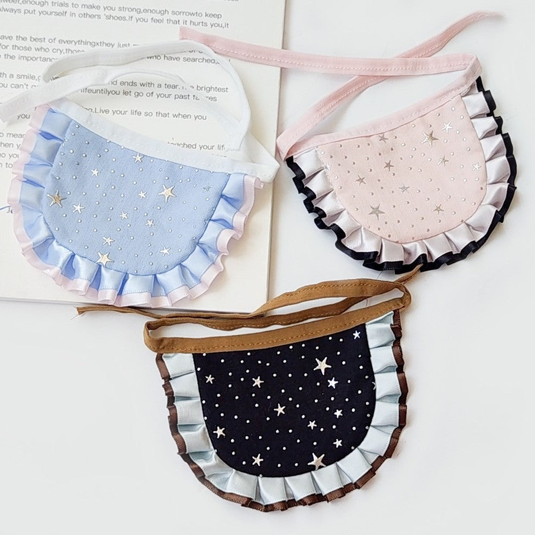 Black, light pink and light blue star-pattern pet neckwear displayed together