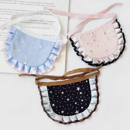Black, light pink and light blue star-pattern pet neckwear displayed together