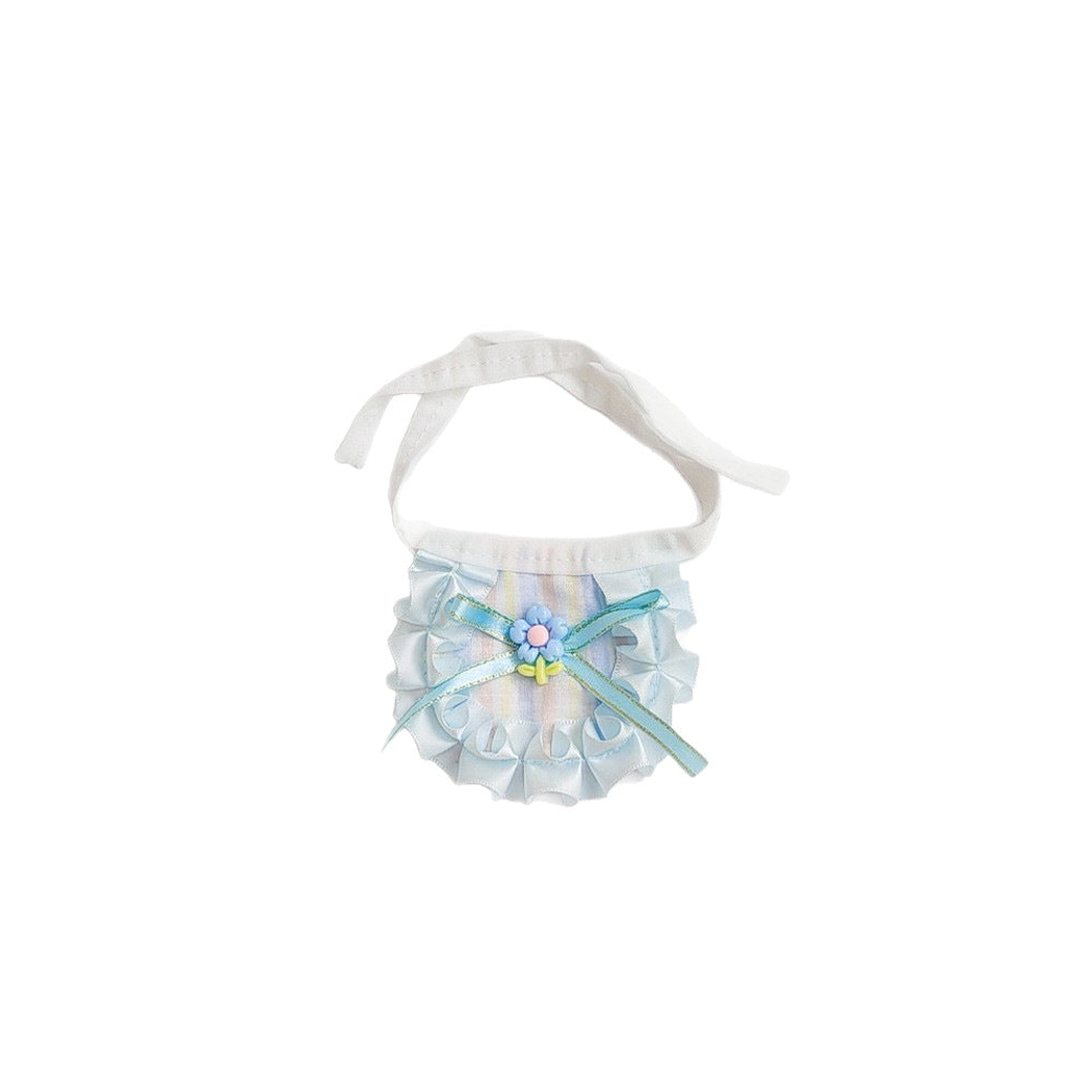 Blue Flower ruffled pet neckwear with white tie straps