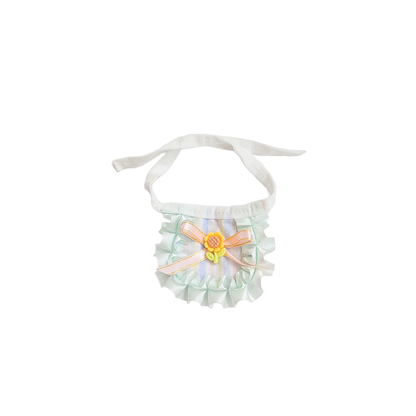 Sunflower ruffled pet neckwear with white tie straps