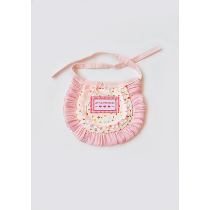 Pink polka-dot pet neckwear with bow and layered ruffle trim