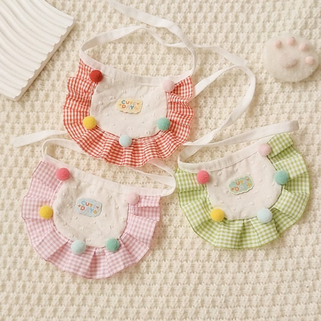 Pink, red and green gingham pet neckwear displayed together