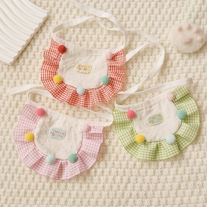 Pink, red and green gingham pet neckwear displayed together