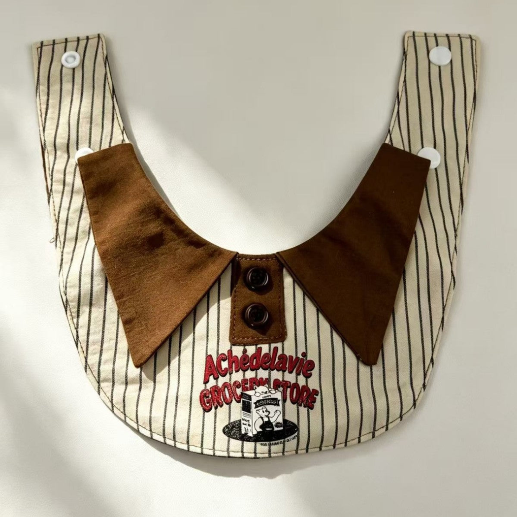 Back view of the extended neck tabs and white snap fasteners