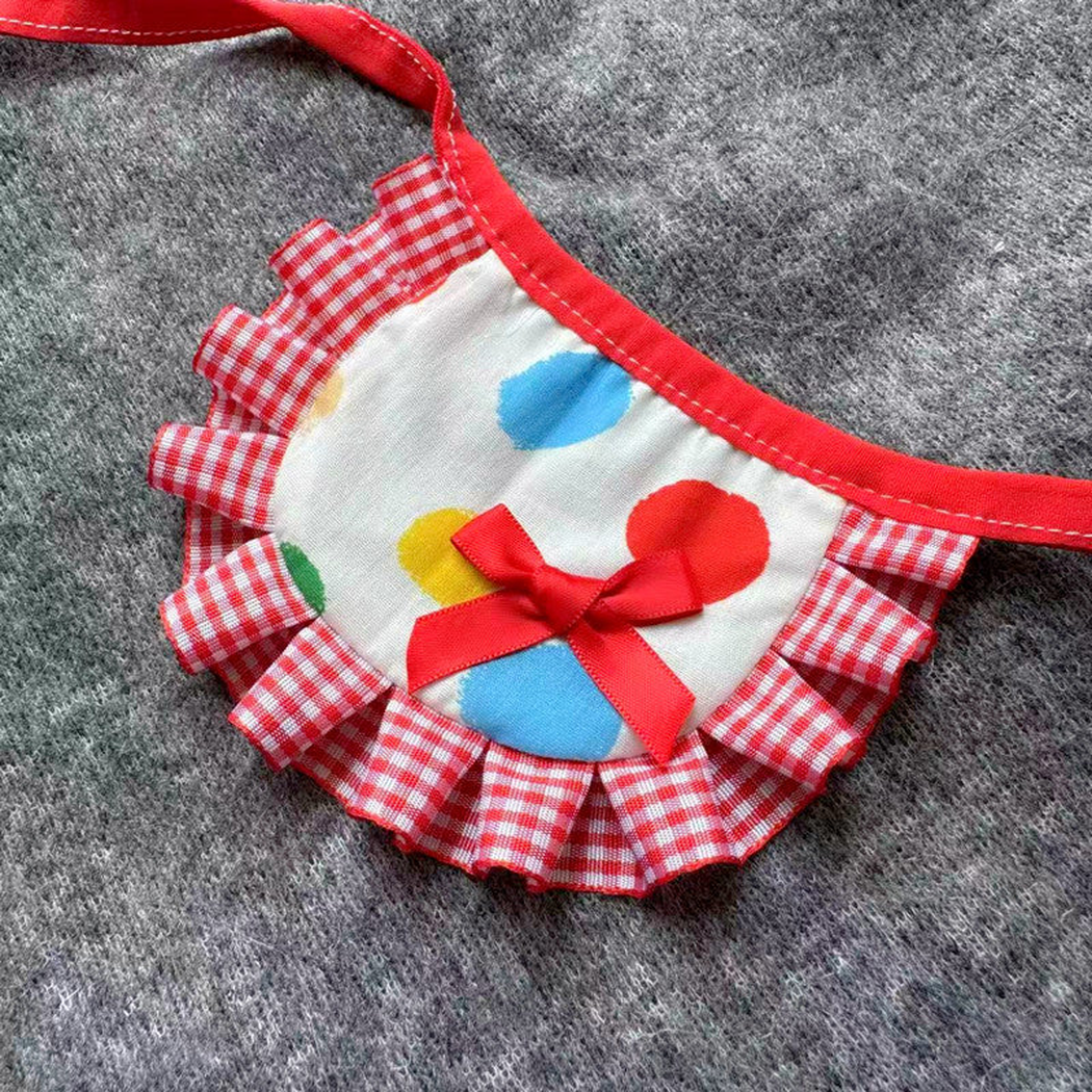 Polka Dot pet neckwear with red bow and gingham ruffle