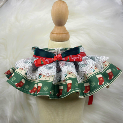 Stockings cat neckwear with layered lace and ribbon bow