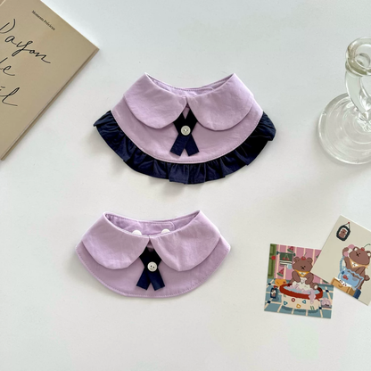 Ruffled and Plain lilac pet neckwear styles displayed together