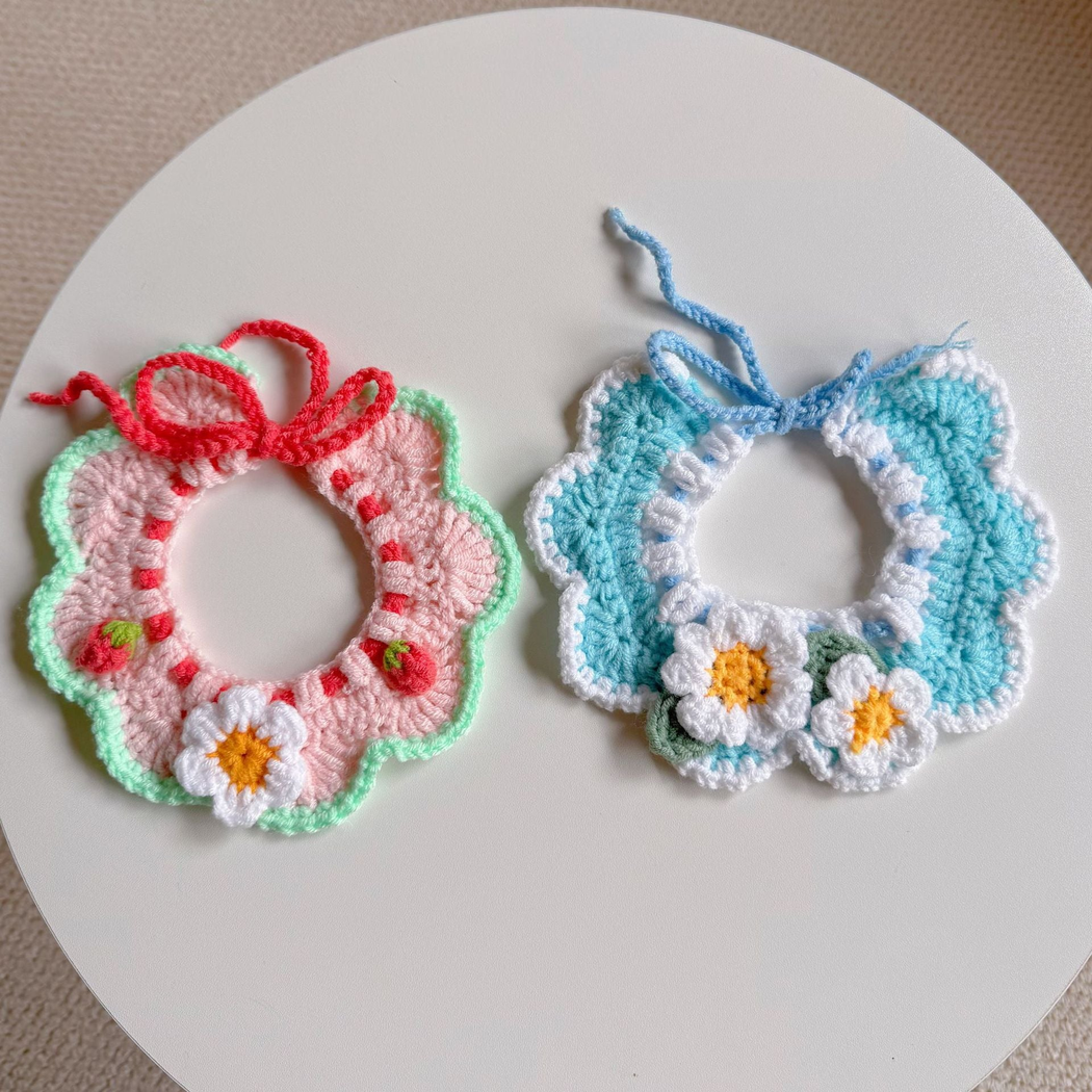 Strawberry Floral and White Floral pet neckwear displayed together