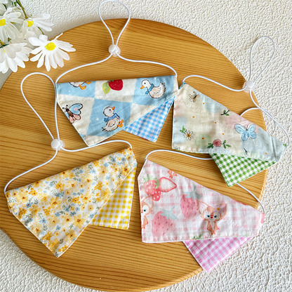 Four patterned pet neckwear styles with adjustable cord loops