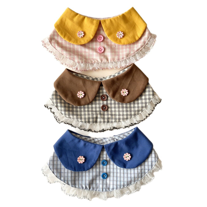 Pink, Brown and Navy plaid cat neckwear styles displayed together