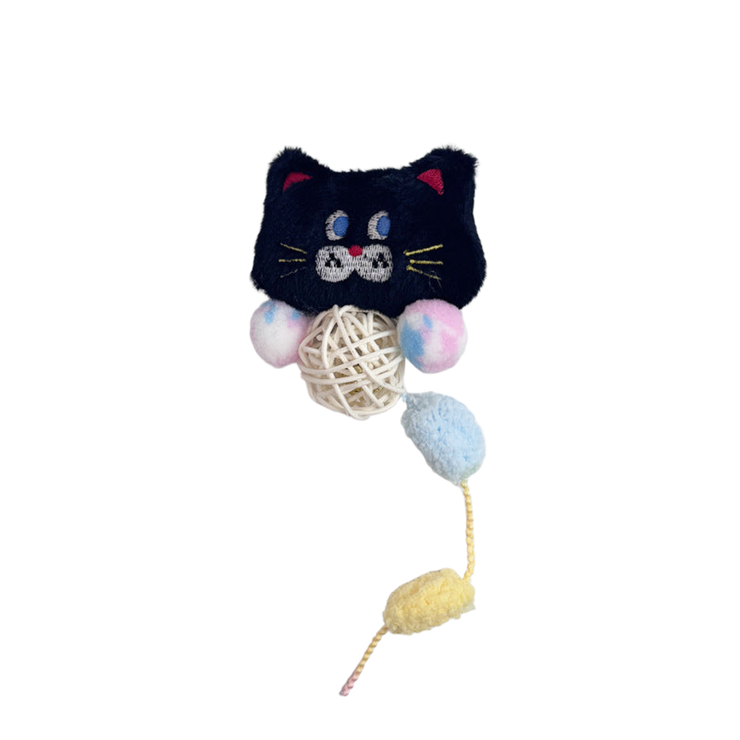 Product image for Moo - Fuzzy Woven animal-character ball Cat Toy (Black Cat)