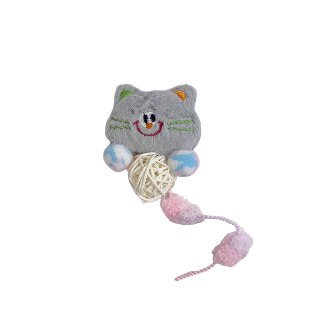 Product image for Moo - Fuzzy Woven animal-character ball Cat Toy (Gray Cat)