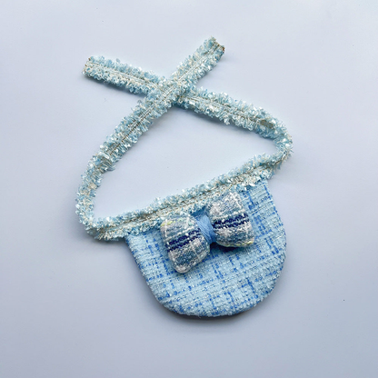 Blue Stripe Pet Neckwear with a light blue checked bib, striped bow, and textured neck ties.