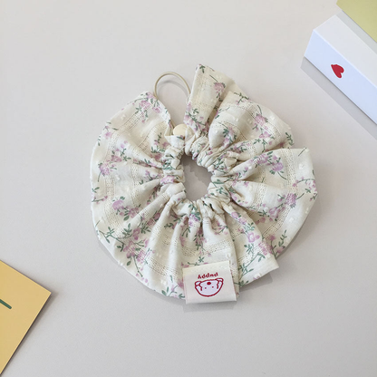 Purple Floral Pet Neckwear with gathered circular ruffles, openwork stripes and a loop with a round slider.