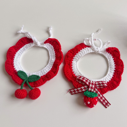 Strawberry and Cherry pet neckwear displayed together