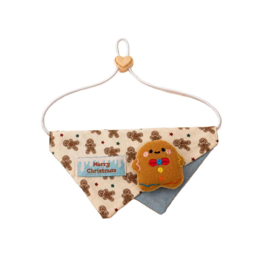 Gingerbread pet bandana displayed on a white background