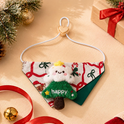 Christmas tree pet bandana with a tree decoration