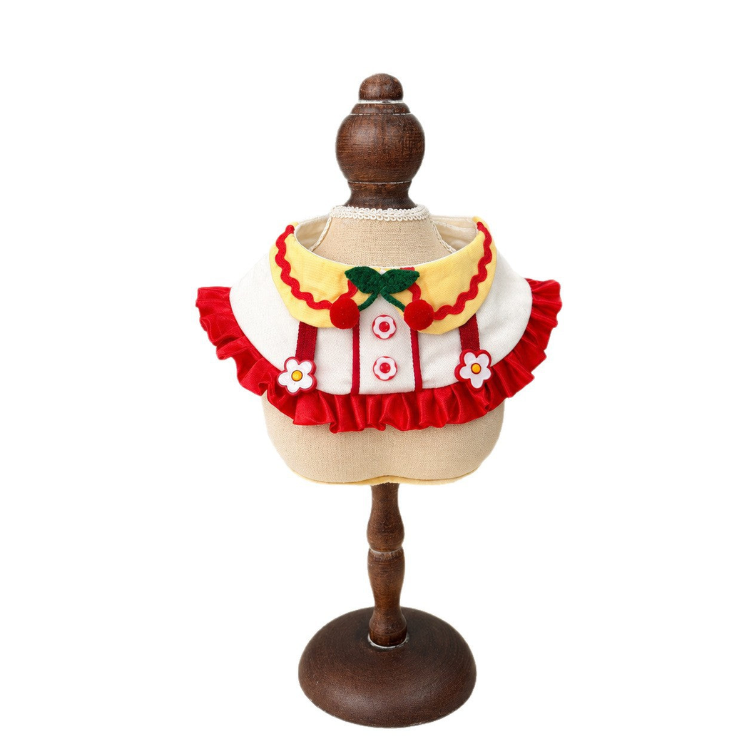 Mokka - Cherry Pom-Pom Bib Pet Neckwear, product view