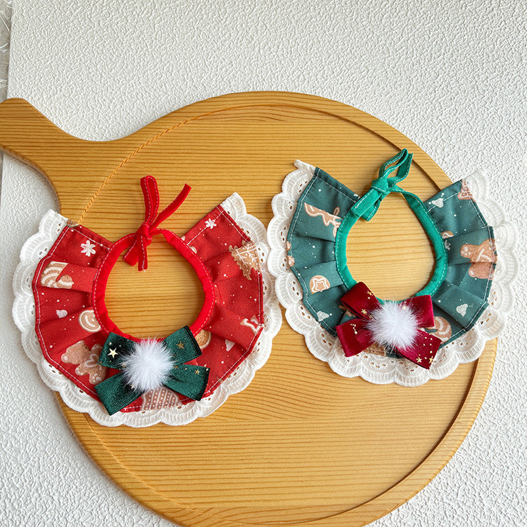 Two Christmas pet neckwear styles displayed together