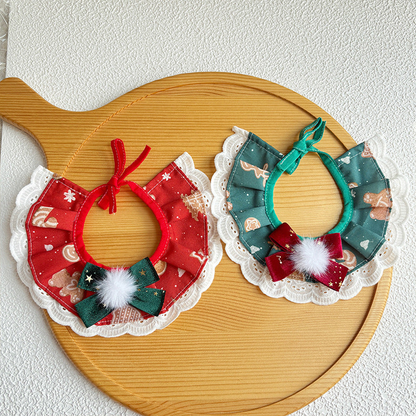 Two Christmas pet neckwear styles displayed together