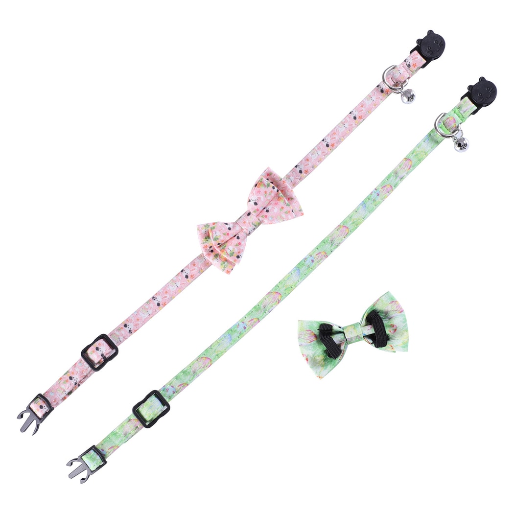 Mokka - Rabbit Print Bow Detail Pet Cat Collar