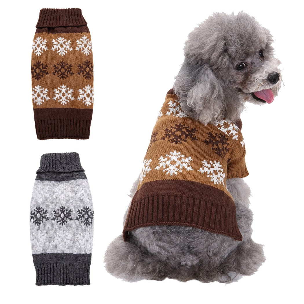 Ozzie - Classic Snowflake Knit Look Dog Sweater