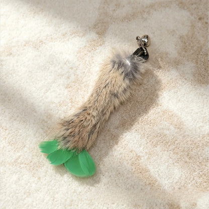 MOO Rabbit Fur Cat Wand Toy Set
