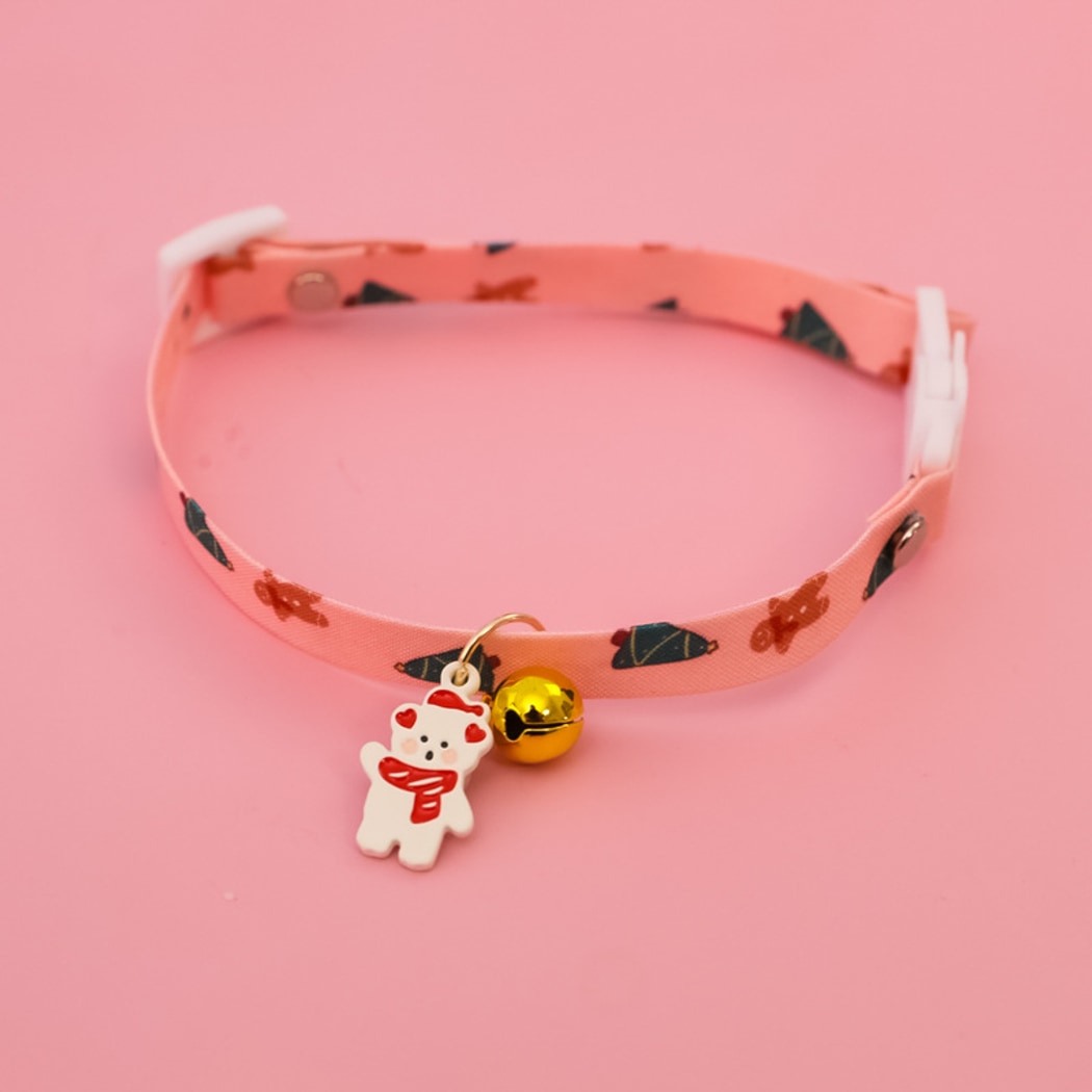 Christmoo - Christmas Bell Charm Cartoon Print Cat Collar