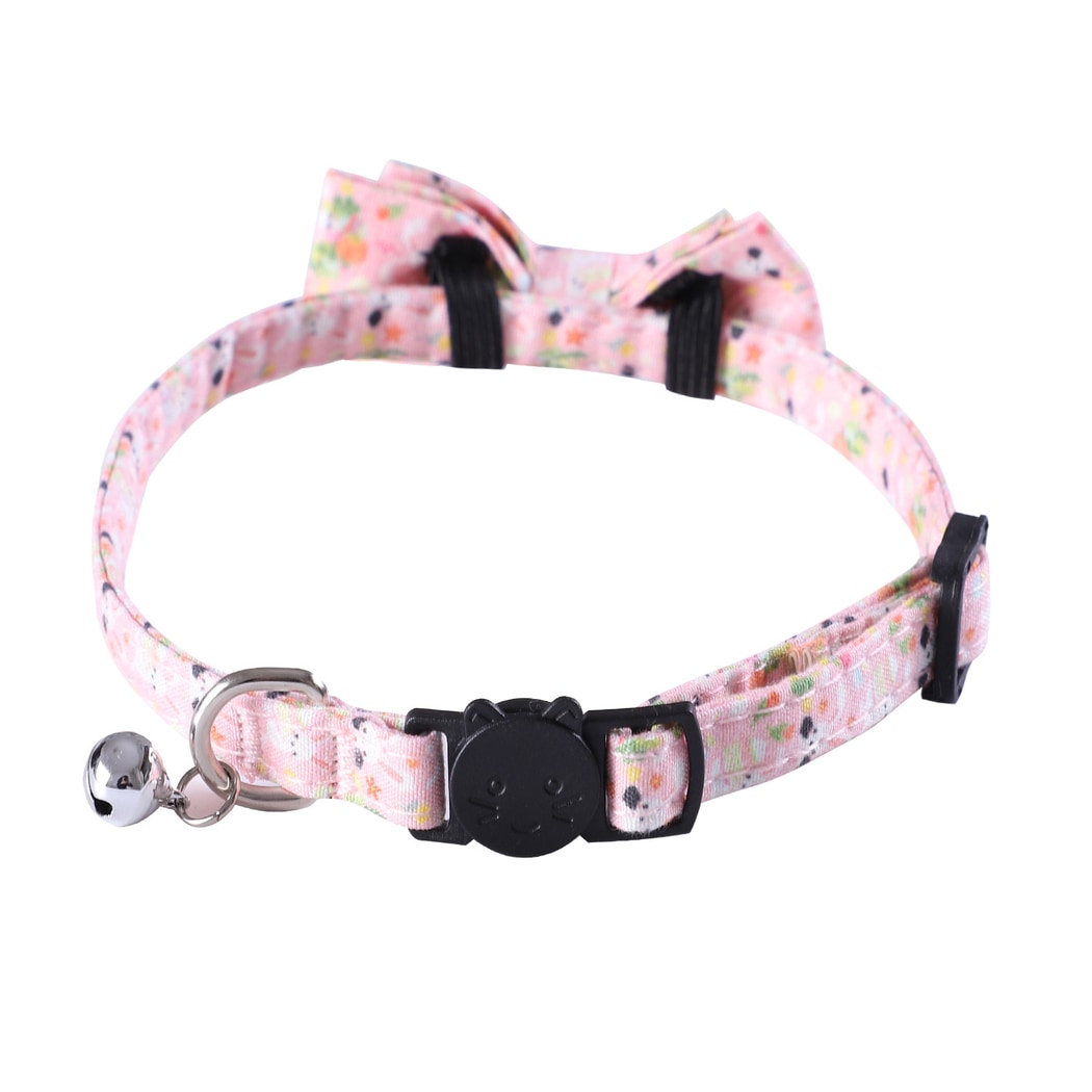 Mokka - Rabbit Print Bow Detail Pet Cat Collar
