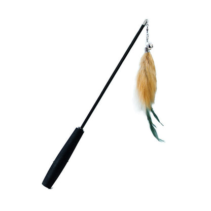 Moo Classic Feather Extendable Cat Teaser Wand fully extended with feathers visible
