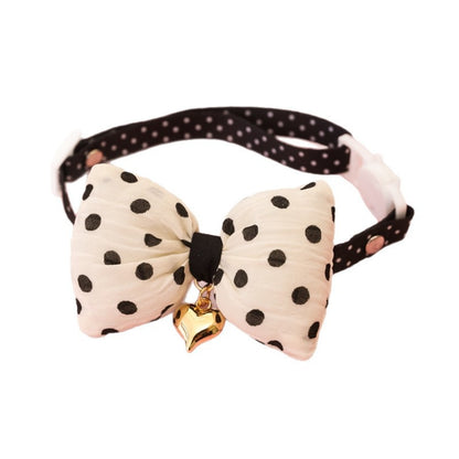 Mokka - Plaid or Polka Dot Bow Bell Pet Collar