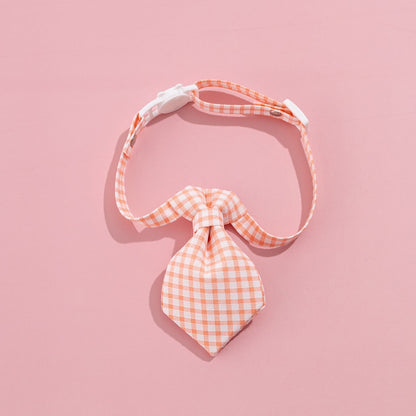 Mokka - Gingham Tie Neck Accessory Cat Collar