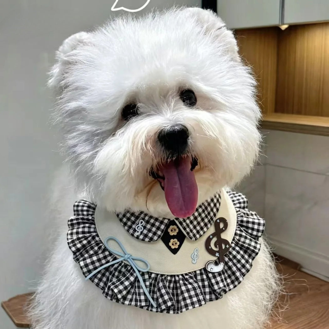 Mokka - Musical Gingham Ruffle Pet Collar