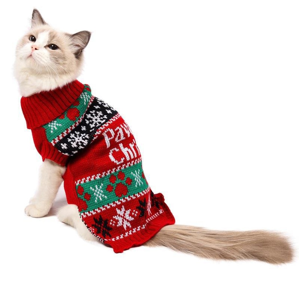 Ozzie - High Neck Snowflake Slogan Pet Dog Sweater