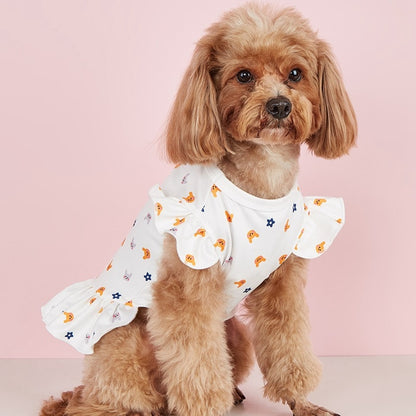 Ozzie - White Cartoon Print Pet Dress