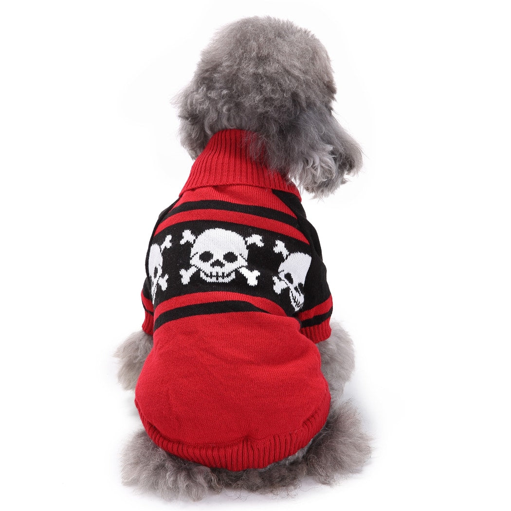 Ozzie - Red Skull Print Long Sleeve Pet Sweater