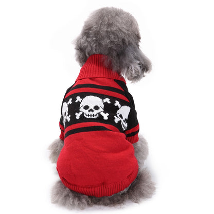 Ozzie - Red Skull Print Long Sleeve Pet Sweater