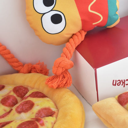 Petkin - Squeaky Burger Rope Toy for Dogs