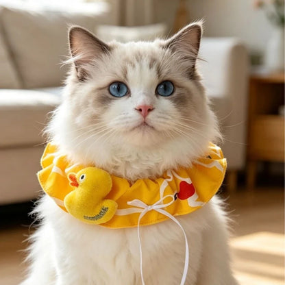Mokka Yellow Duck Cat Collar with Ruffle