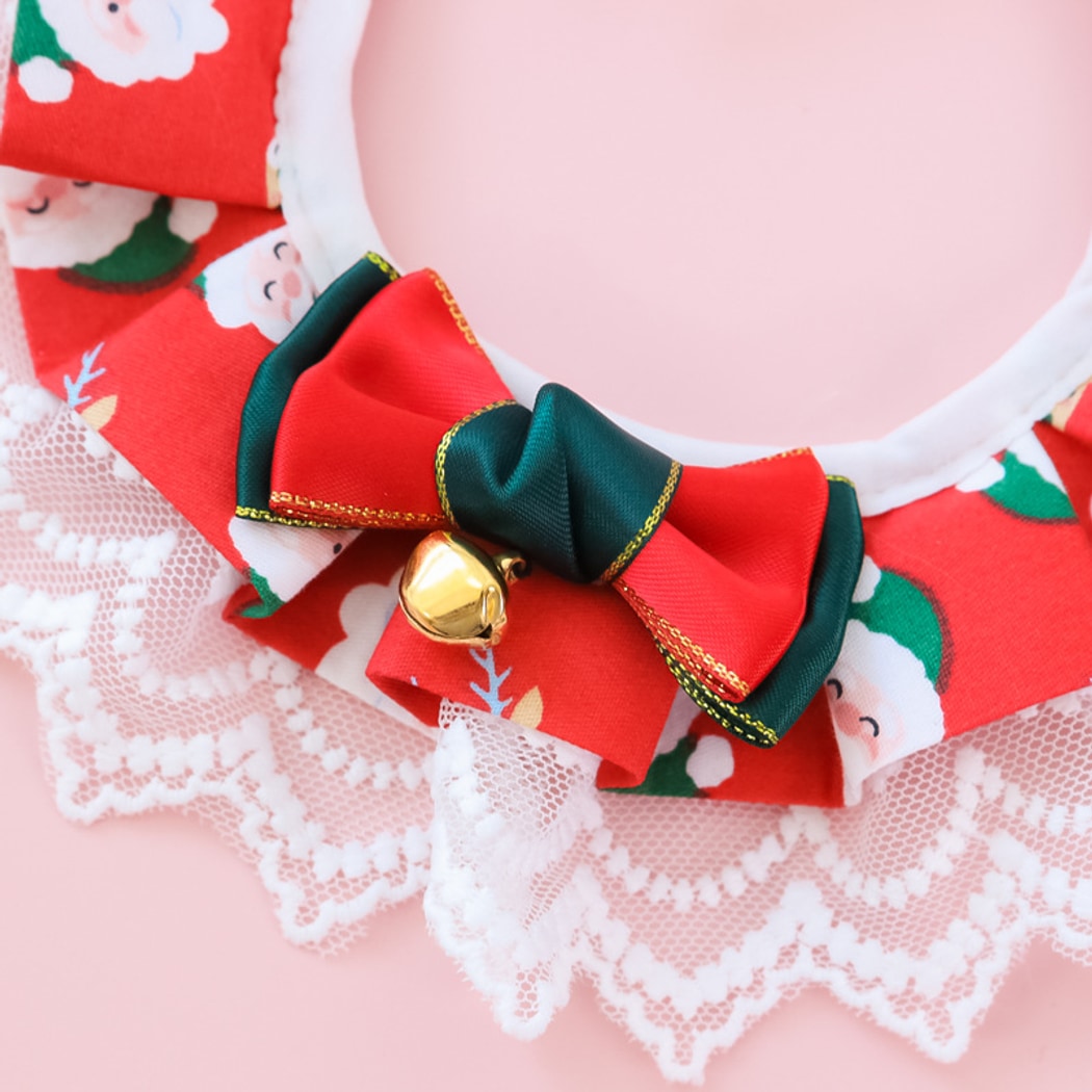 Christmoo - Cartoon Christmas Lace Trim Cat Collar