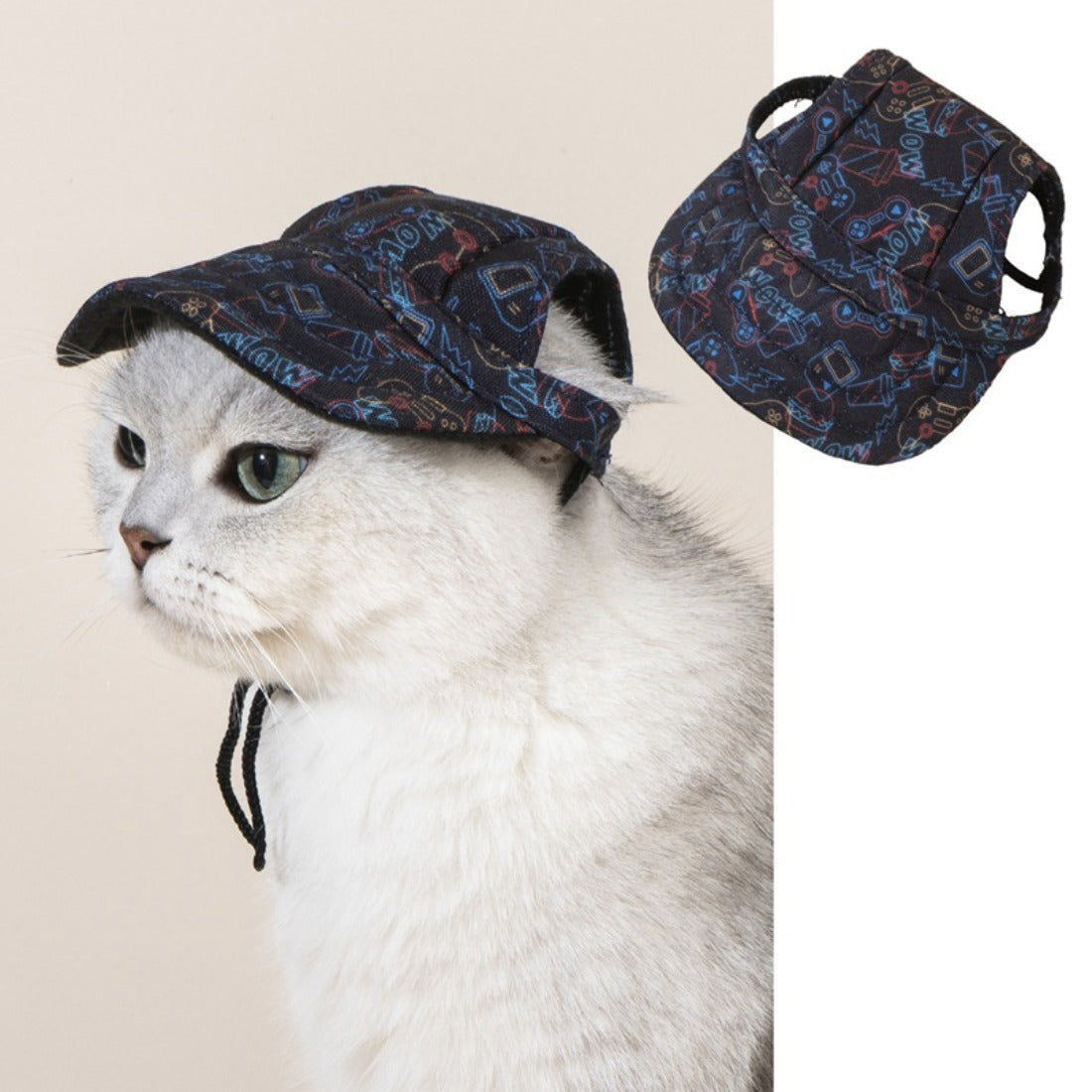 Ozzie Pattern Dog Baseball Cap with visible embroidered dog pattern