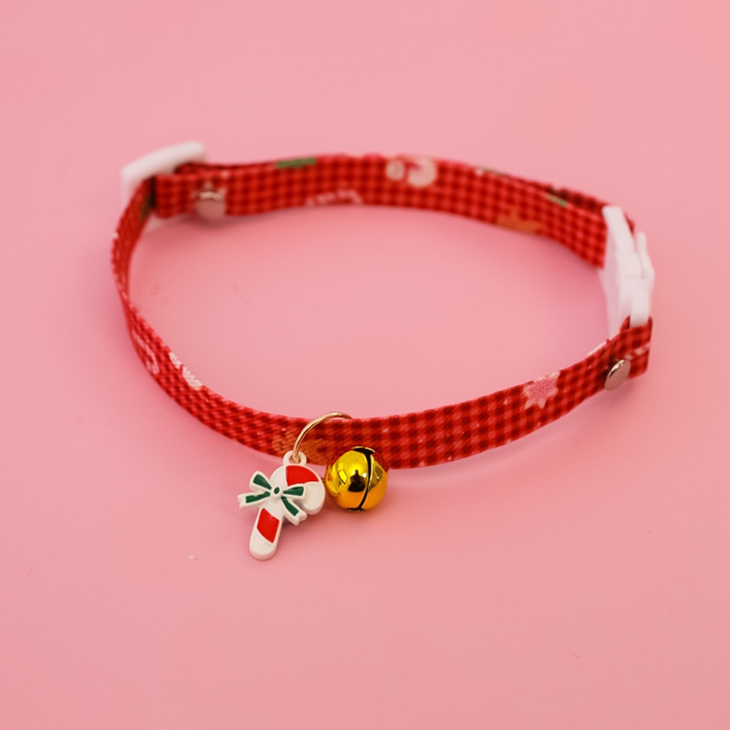 Christmoo - Christmas Bell Charm Cartoon Print Cat Collar