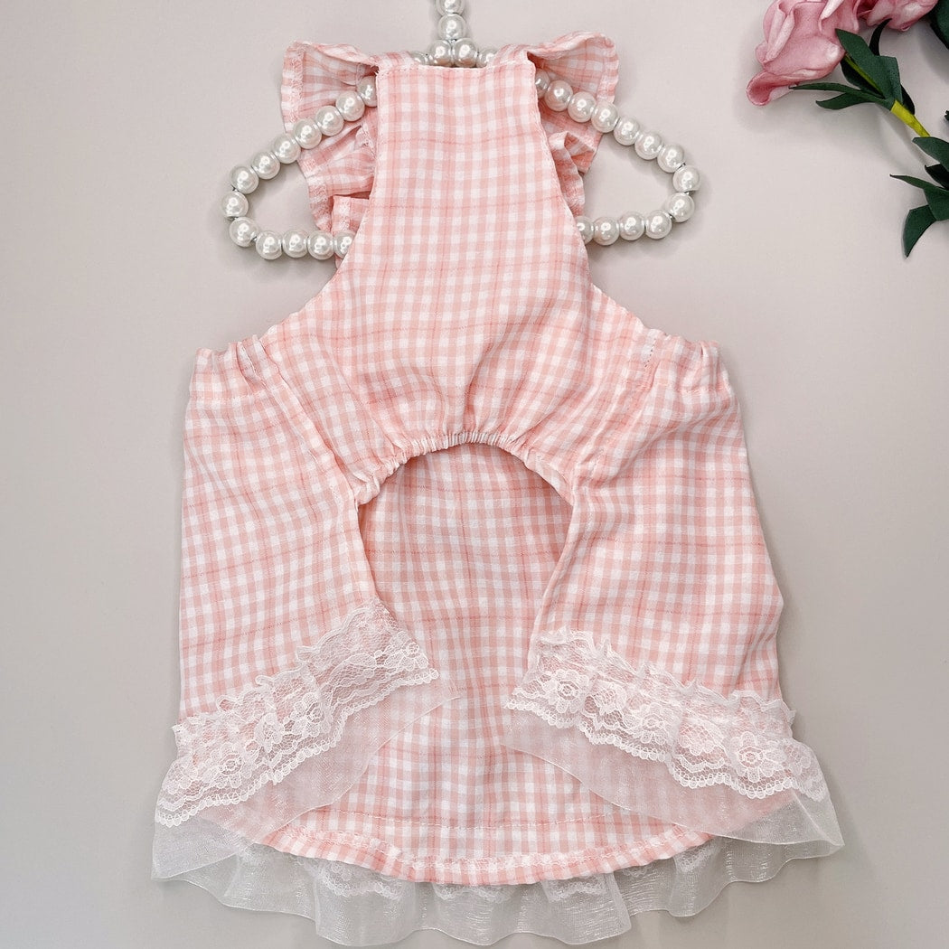 Ozzie - Ruffle Bow Accent Plaid Pet Dress