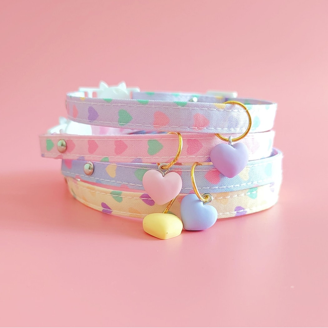 Mokka - Heart Print Pendant Decorative Cat Collar
