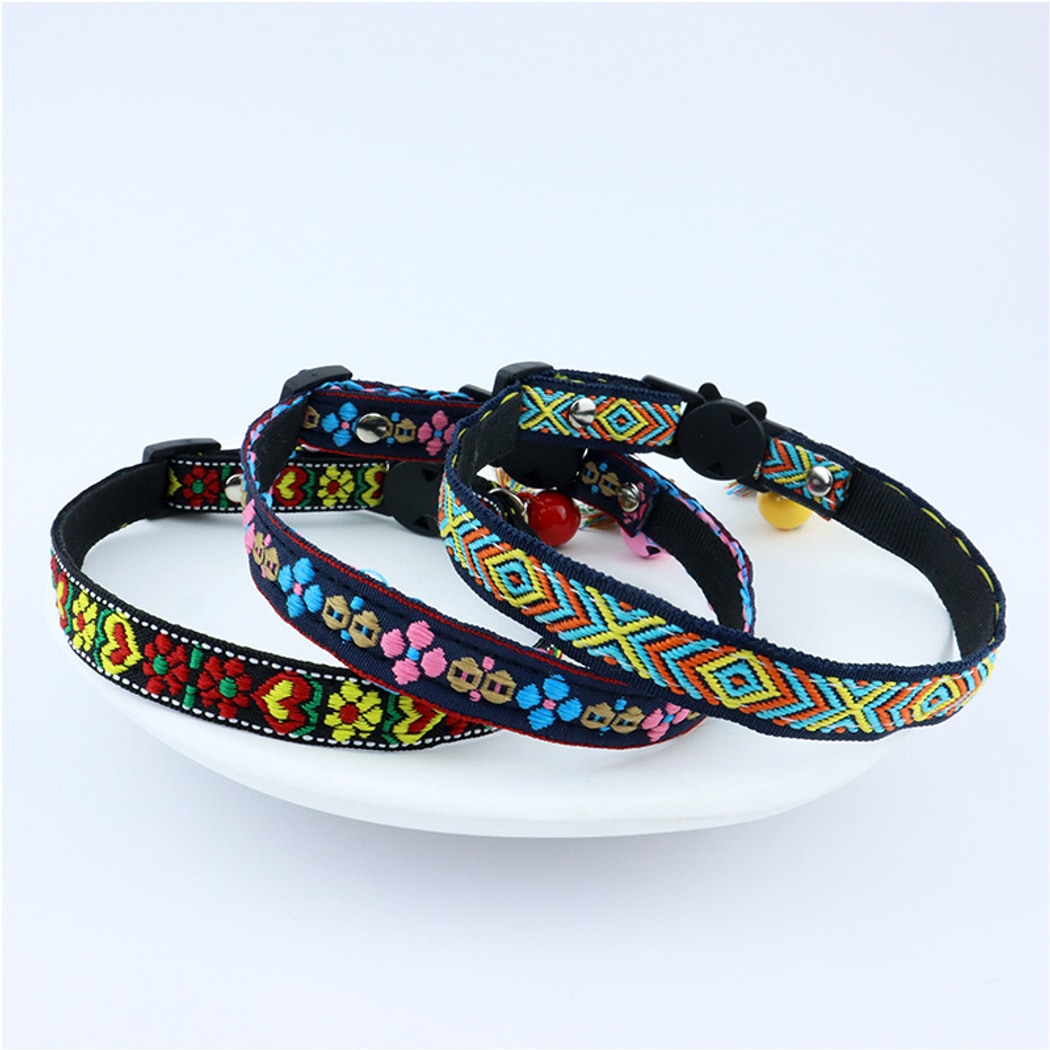 Mokka - Colorful Pattern Bow Detail Cat Collar