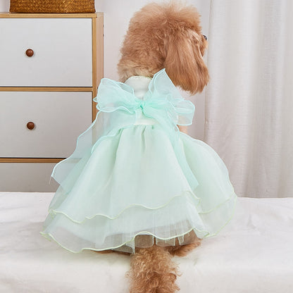 Ozzie - Elegant Layered Bow Detail Pet Formal Dress
