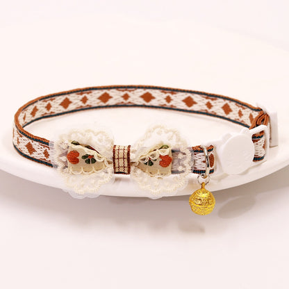Mokka - Folksy Style Geometric Patterns Bow Cat Collar