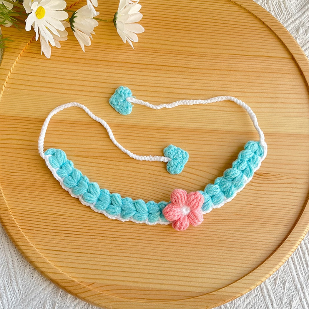 Mokka - Flower Accent Tie Strap Cat Collar