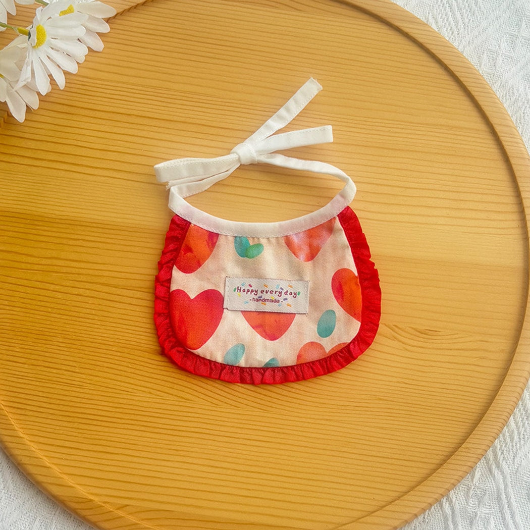 Mokka - Heart Print Tie On Cat Bib