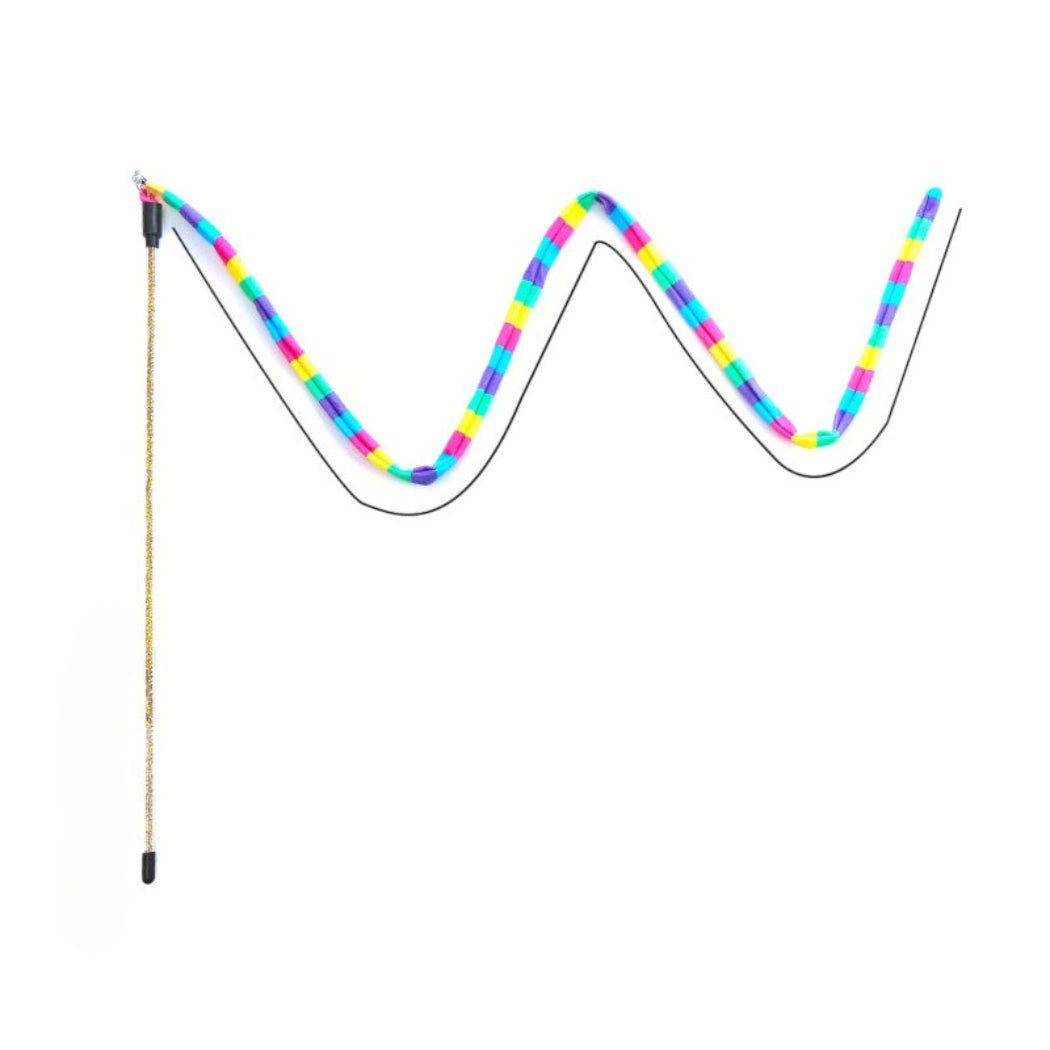 Moo - Rainbow Striped Bell Wand Cat Toy